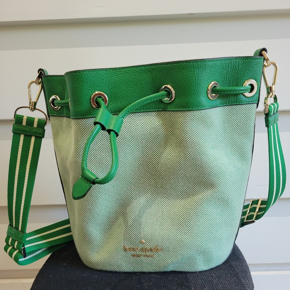 Kate Spade green bucket drawstring bag